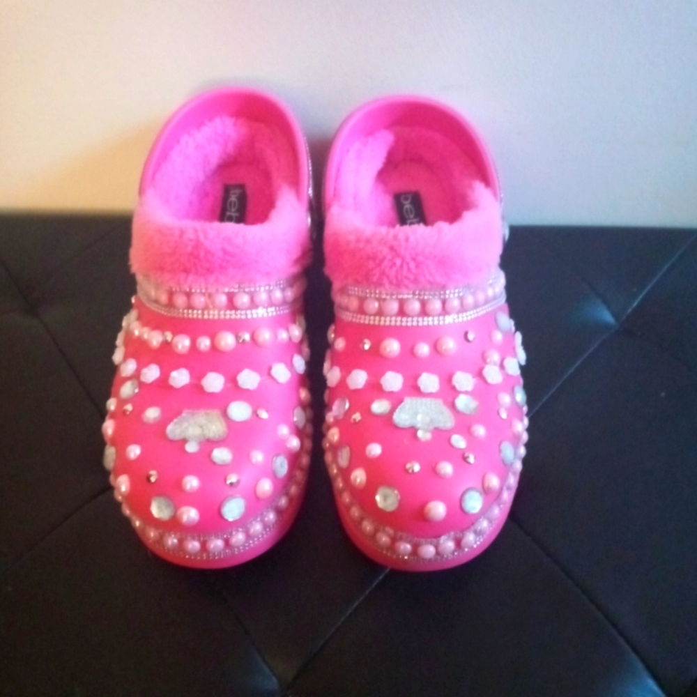 Custom pink bebe Crocs